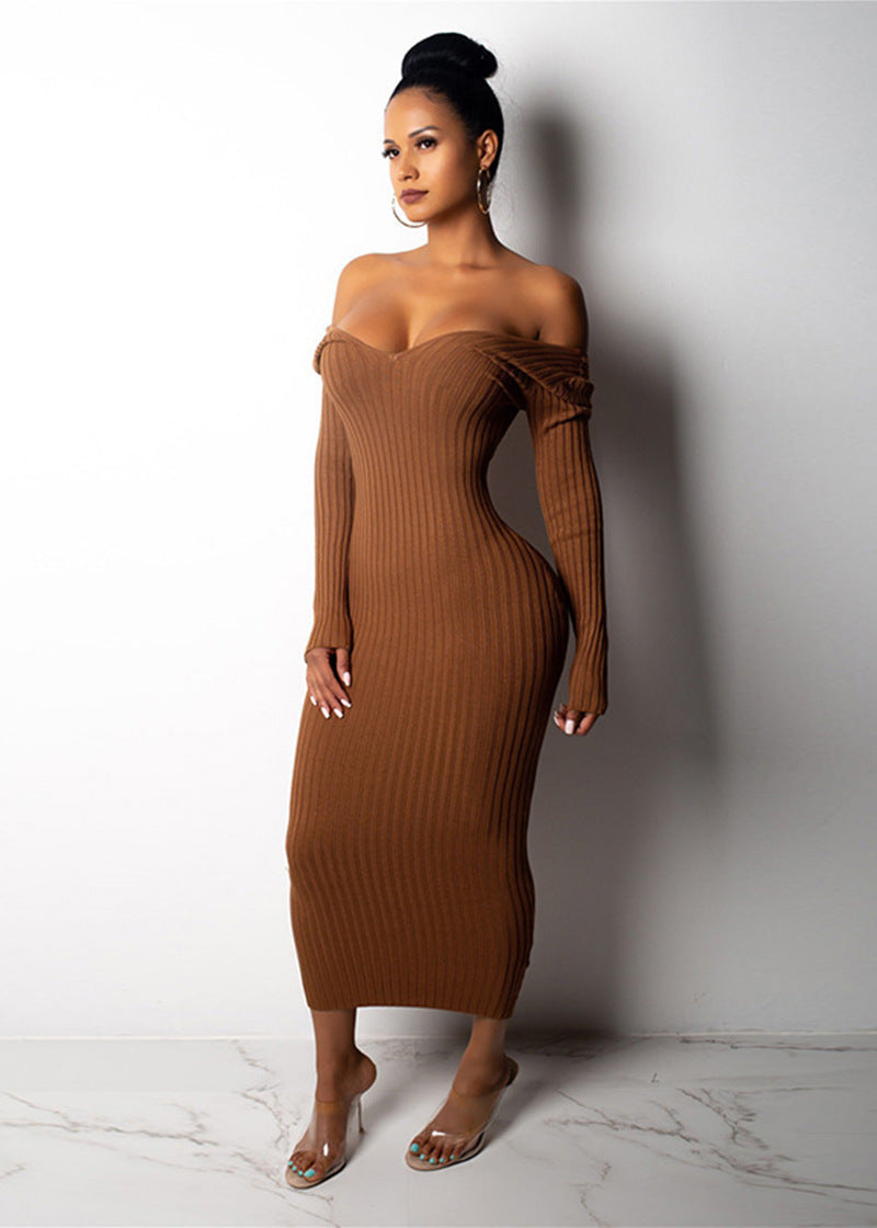 Seater Knit Dress for Women with V-neck