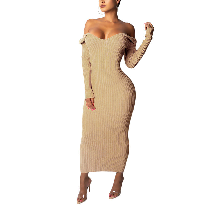 Seater Knit Dress for Women with V-neck