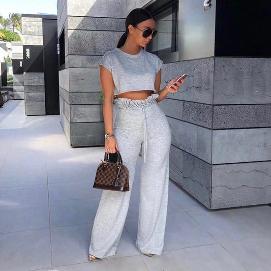 Casual Solid Color Two-Piece Set